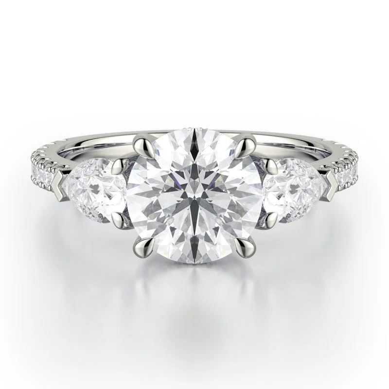 Michael M TRINITY 18K White Gold Three-Stone Engagement Ring R765-2.5