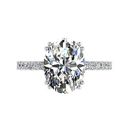 Oval Diamond Double Prong Engagement Ring 18K White Gold 0.28 ct wt