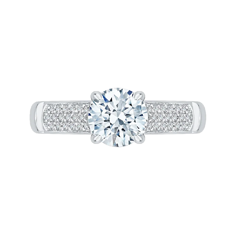 Round Diamond Cathedral Style Engagement Ring In 14K White Gold (Semi Mount)