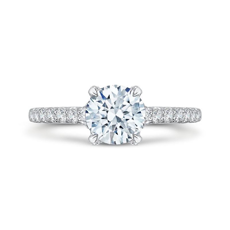 Round Diamond Engagement Ring In 14K White Gold (Semi Mount)