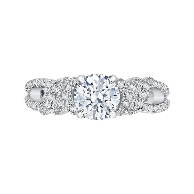 Round Diamond Engagement Ring In 14K White Gold (Semi Mount)