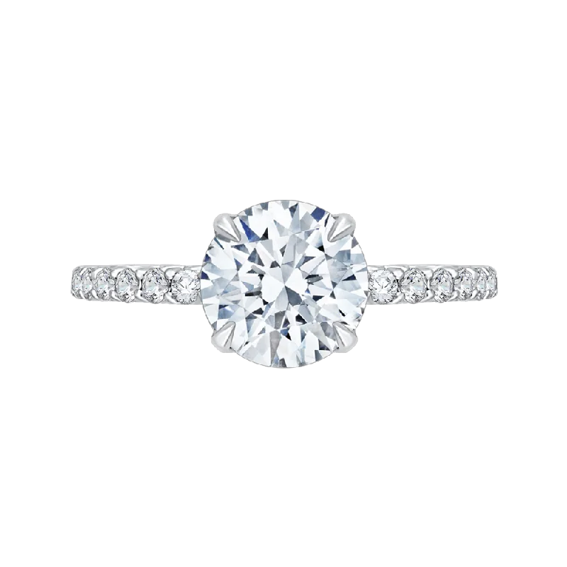 Round Diamond Engagement Ring In 14K White Gold (Semi Mount)