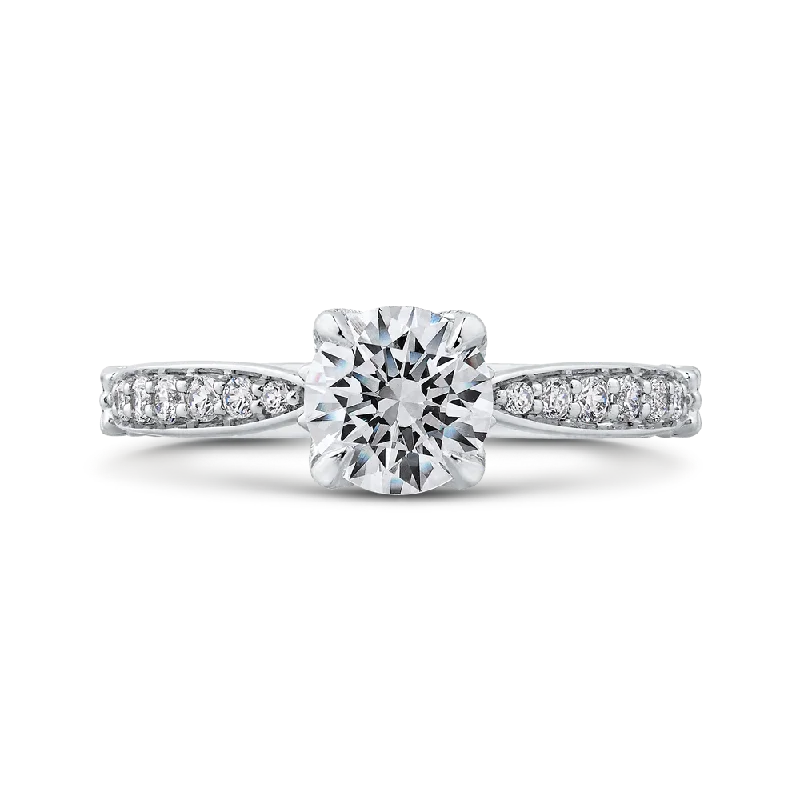 Round Diamond Engagement Ring In 14K White Gold (Semi Mount)