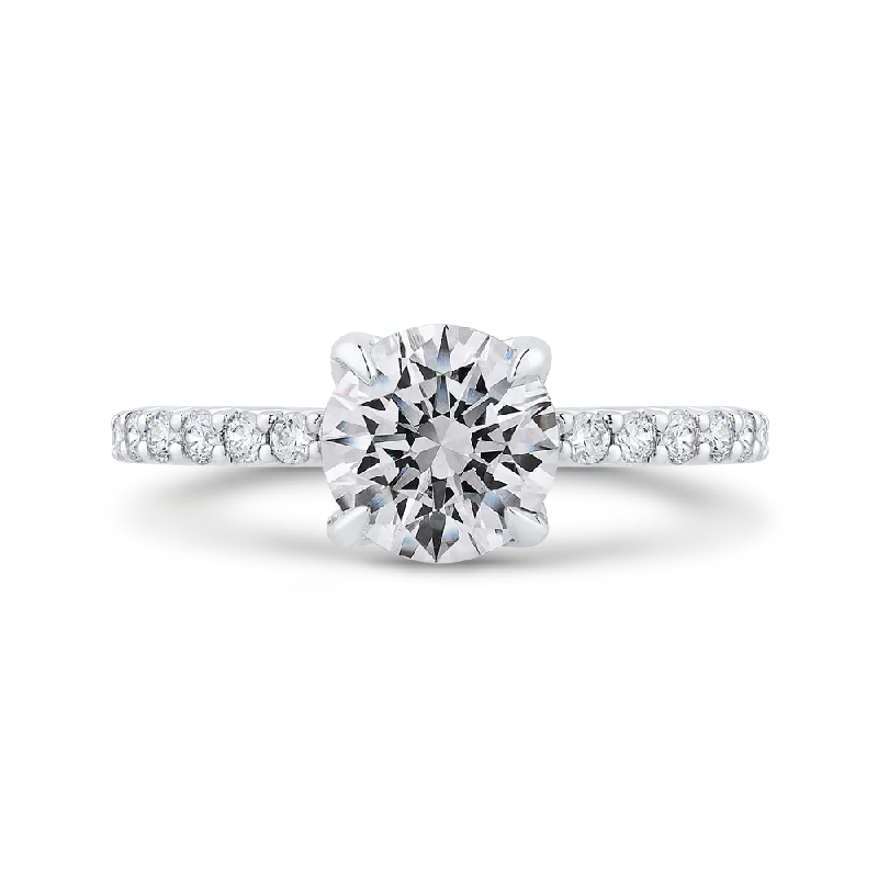 Round Diamond Engagement Ring In 14K White Gold (Semi Mount)