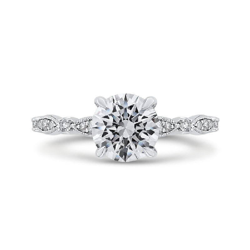 Round Diamond Engagement Ring In 14K White Gold (Semi Mount)