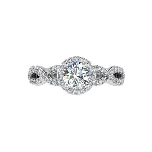 Round Infinity Engagement Ring in 18k White Gold