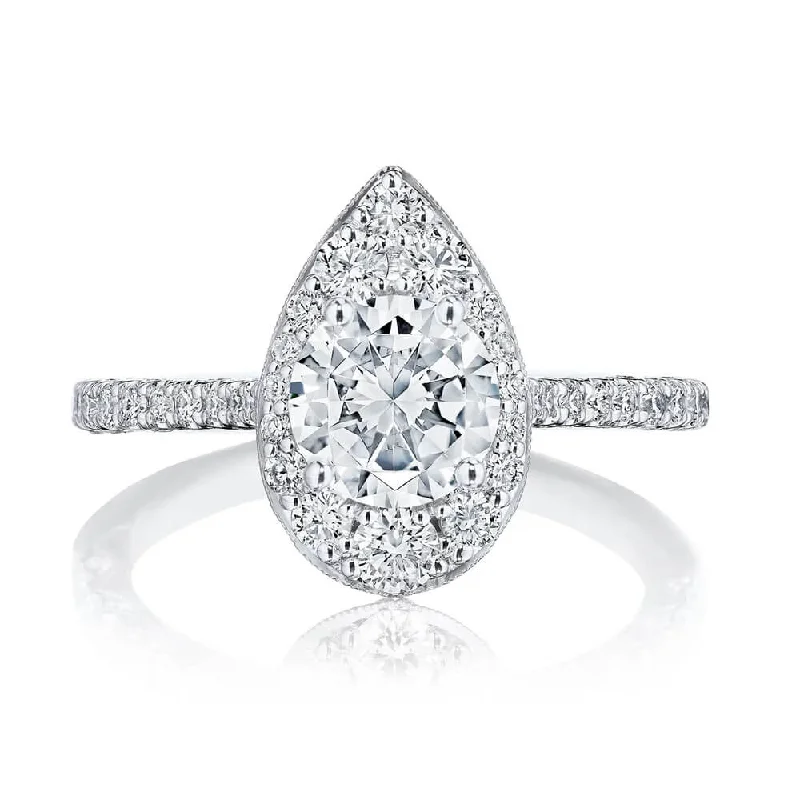 Tacori 18K White Gold Round Pear Bloom Engagement Ring HT2576RDPS65W