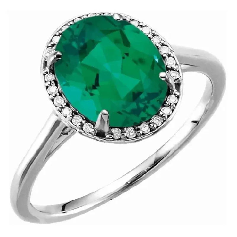 VERNA | Women's 14K White Gold Engagement Ring | Emerald | Peridot | Oval