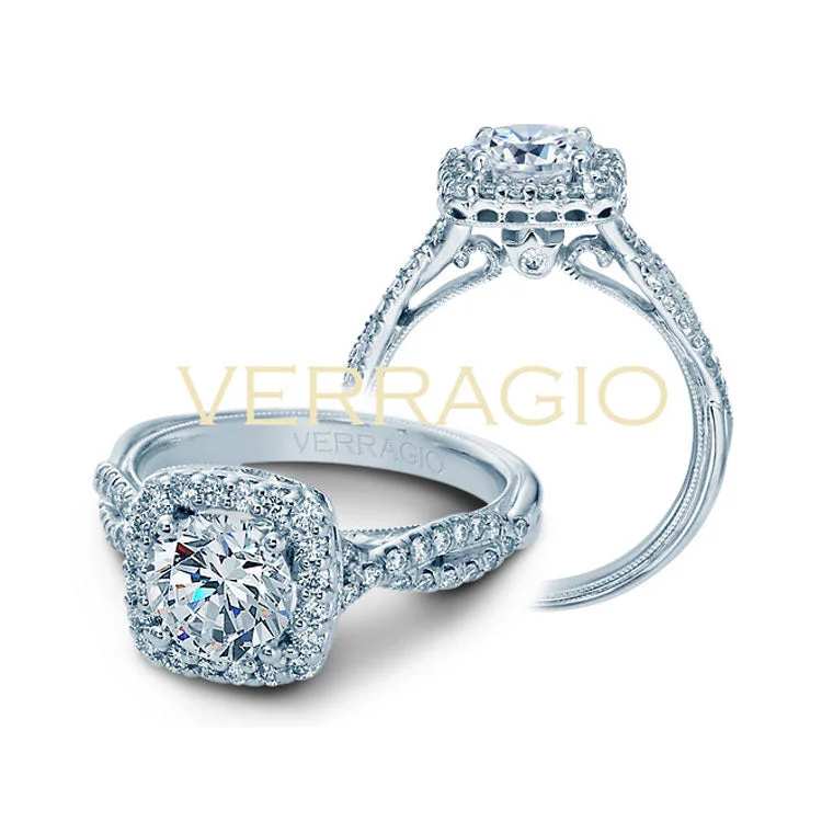 Verragio 14K White Gold Round Diamond Center Halo Engagement Ring Renaissance-918CU7