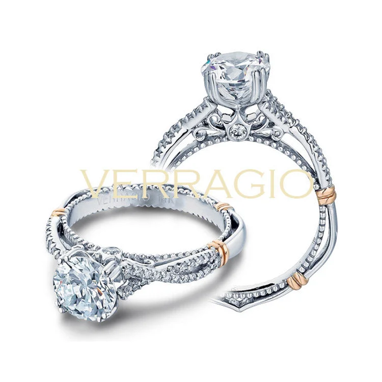 Verragio 18K White Gold Round Center Diamond Engagement Ring Parisian-105