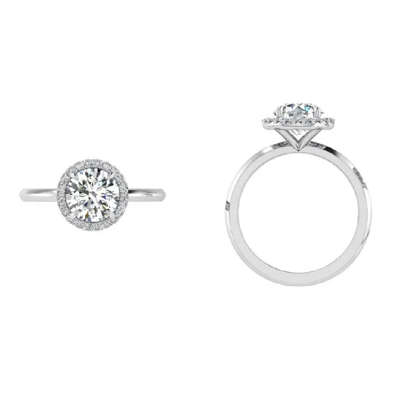 White Gold Round Diamond Halo Ring